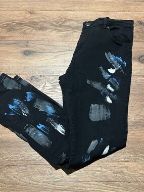 Women’s Blue Cult Denim Paint Brushstroke Jeans Size 36